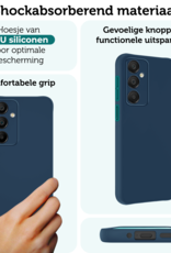 Forterra Hoesje Geschikt voor Samsung A16 Case Siliconen Hoes Met Screenprotector - Hoes Geschikt voor Samsung Galaxy A16 Hoesje Back Cover - Donkerblauw