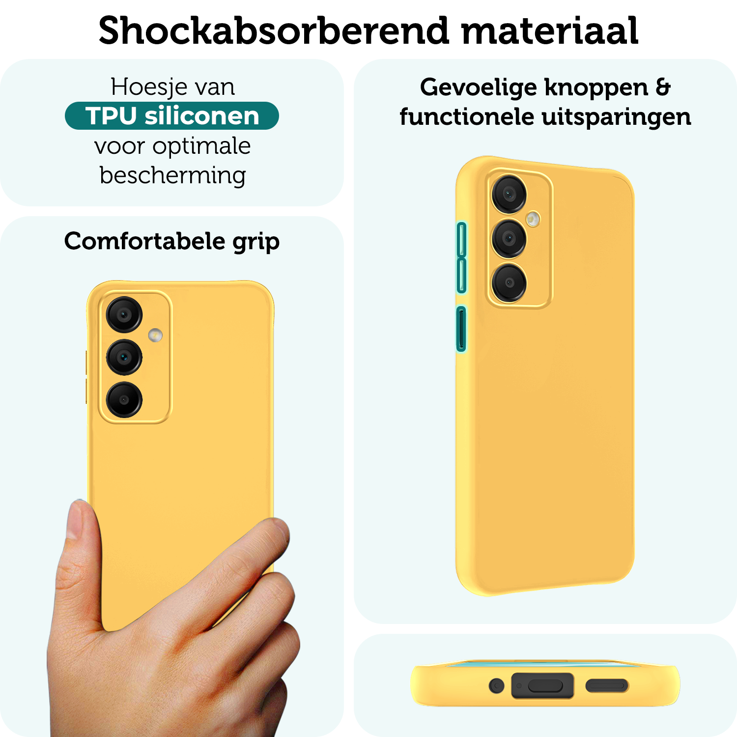 Forterra Hoesje Geschikt voor Samsung A16 Case Siliconen Hoes - Hoes Geschikt voor Samsung Galaxy A16 Hoesje Back Cover - Geel