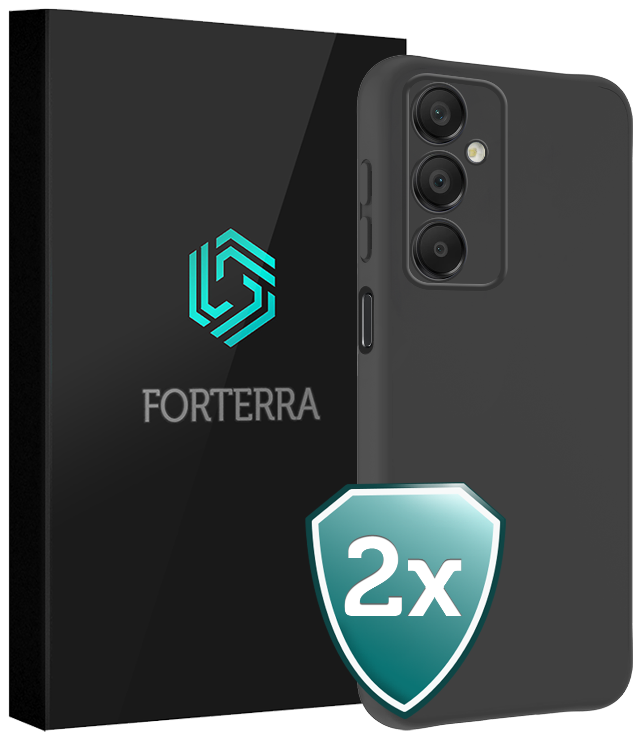 Forterra Hoesje Geschikt voor Samsung A16 Case Siliconen Hoes - Hoes Geschikt voor Samsung Galaxy A16 Hoesje Back Cover - Zwart - 2 PACK