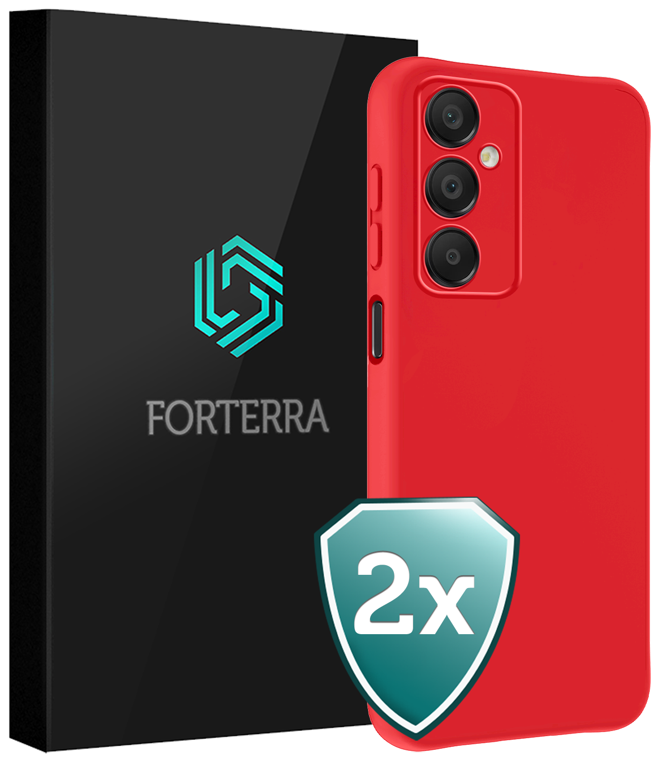 Forterra Hoesje Geschikt voor Samsung A16 Case Siliconen Hoes - Hoes Geschikt voor Samsung Galaxy A16 Hoesje Back Cover - Rood - 2 PACK