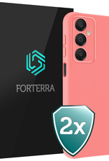 Forterra Hoesje Geschikt voor Samsung A16 Case Siliconen Hoes - Hoes Geschikt voor Samsung Galaxy A16 Hoesje Back Cover - Lichtroze - 2 PACK