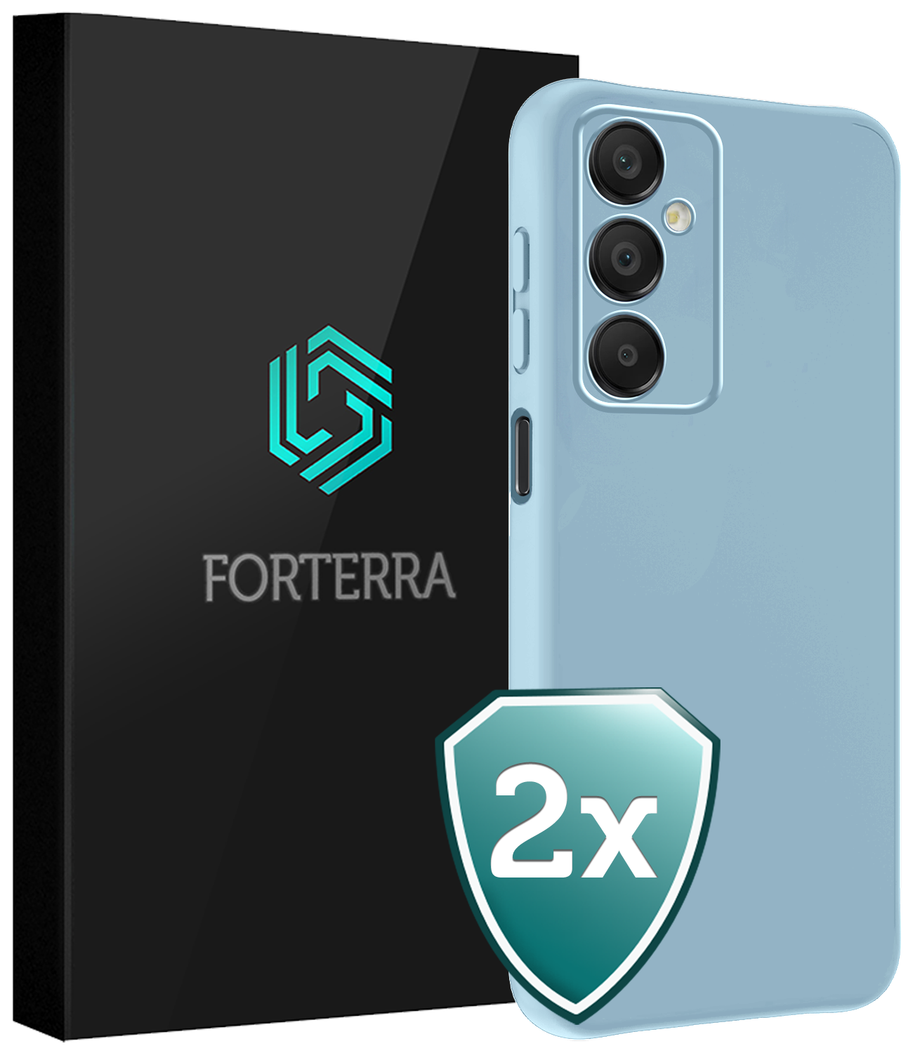 Forterra Hoesje Geschikt voor Samsung A16 Case Siliconen Hoes - Hoes Geschikt voor Samsung Galaxy A16 Hoesje Back Cover - Lichtblauw - 2 PACK