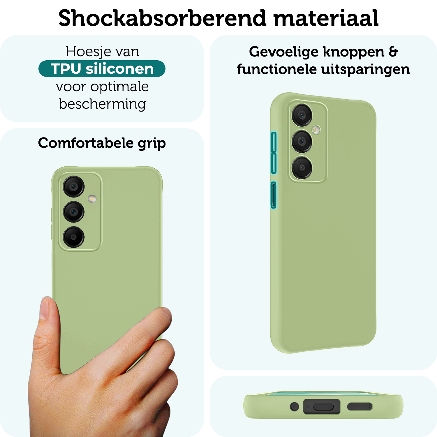 Forterra Hoesje Geschikt voor Samsung A16 Case Siliconen Hoes - Hoes Geschikt voor Samsung Galaxy A16 Hoesje Back Cover - Groen - 2 PACK