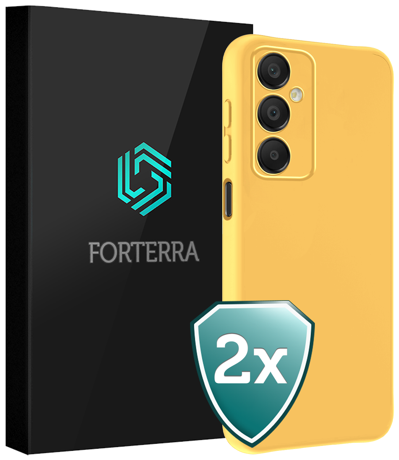 Forterra Hoesje Geschikt voor Samsung A16 Case Siliconen Hoes - Hoes Geschikt voor Samsung Galaxy A16 Hoesje Back Cover - Geel - 2 PACK