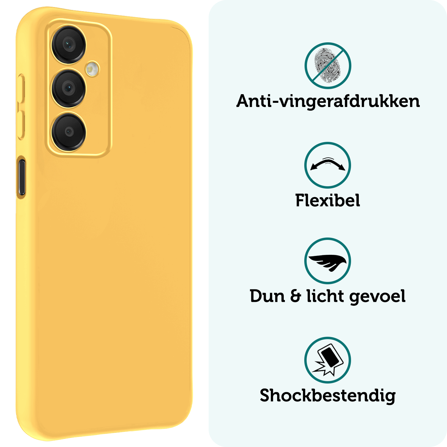 Forterra Hoesje Geschikt voor Samsung A16 Case Siliconen Hoes - Hoes Geschikt voor Samsung Galaxy A16 Hoesje Back Cover - Geel - 2 PACK