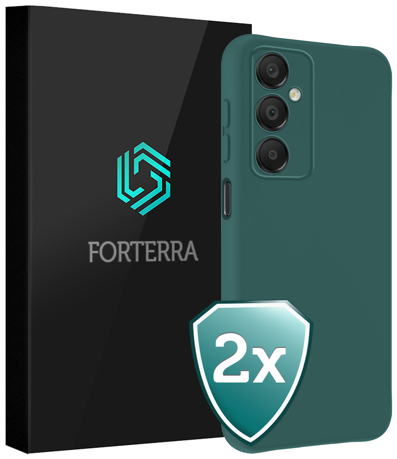 Forterra Hoesje Geschikt voor Samsung A16 Case Siliconen Hoes - Hoes Geschikt voor Samsung Galaxy A16 Hoesje Back Cover - Donkergroen - 2 PACK