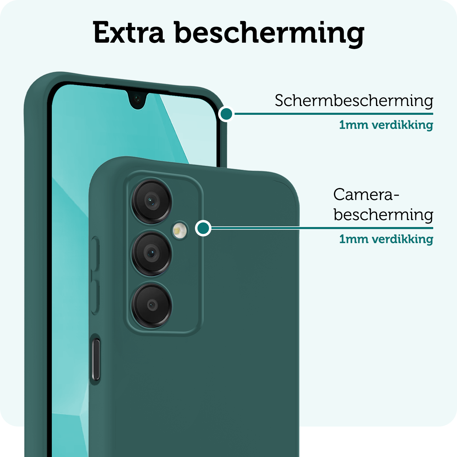 Forterra Hoesje Geschikt voor Samsung A16 Case Siliconen Hoes - Hoes Geschikt voor Samsung Galaxy A16 Hoesje Back Cover - Donkergroen - 2 PACK