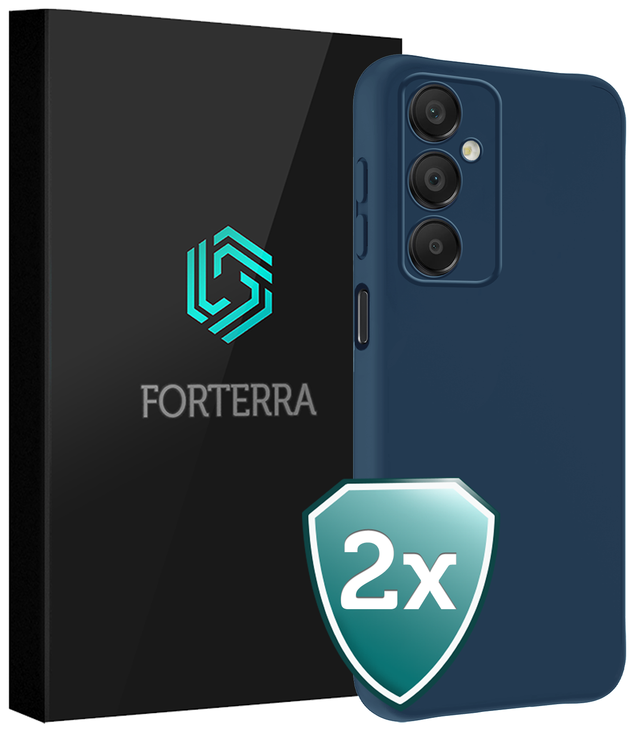 Forterra Hoesje Geschikt voor Samsung A16 Case Siliconen Hoes - Hoes Geschikt voor Samsung Galaxy A16 Hoesje Back Cover - Donkerblauw - 2 PACK