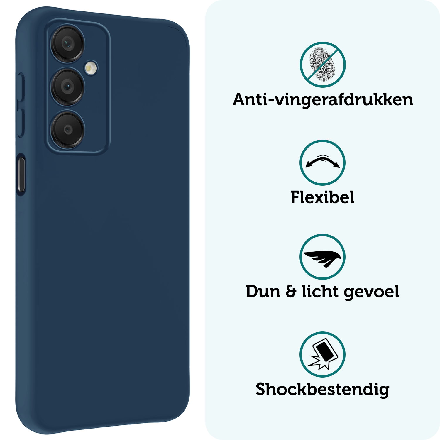 Forterra Hoesje Geschikt voor Samsung A16 Case Siliconen Hoes - Hoes Geschikt voor Samsung Galaxy A16 Hoesje Back Cover - Donkerblauw - 2 PACK