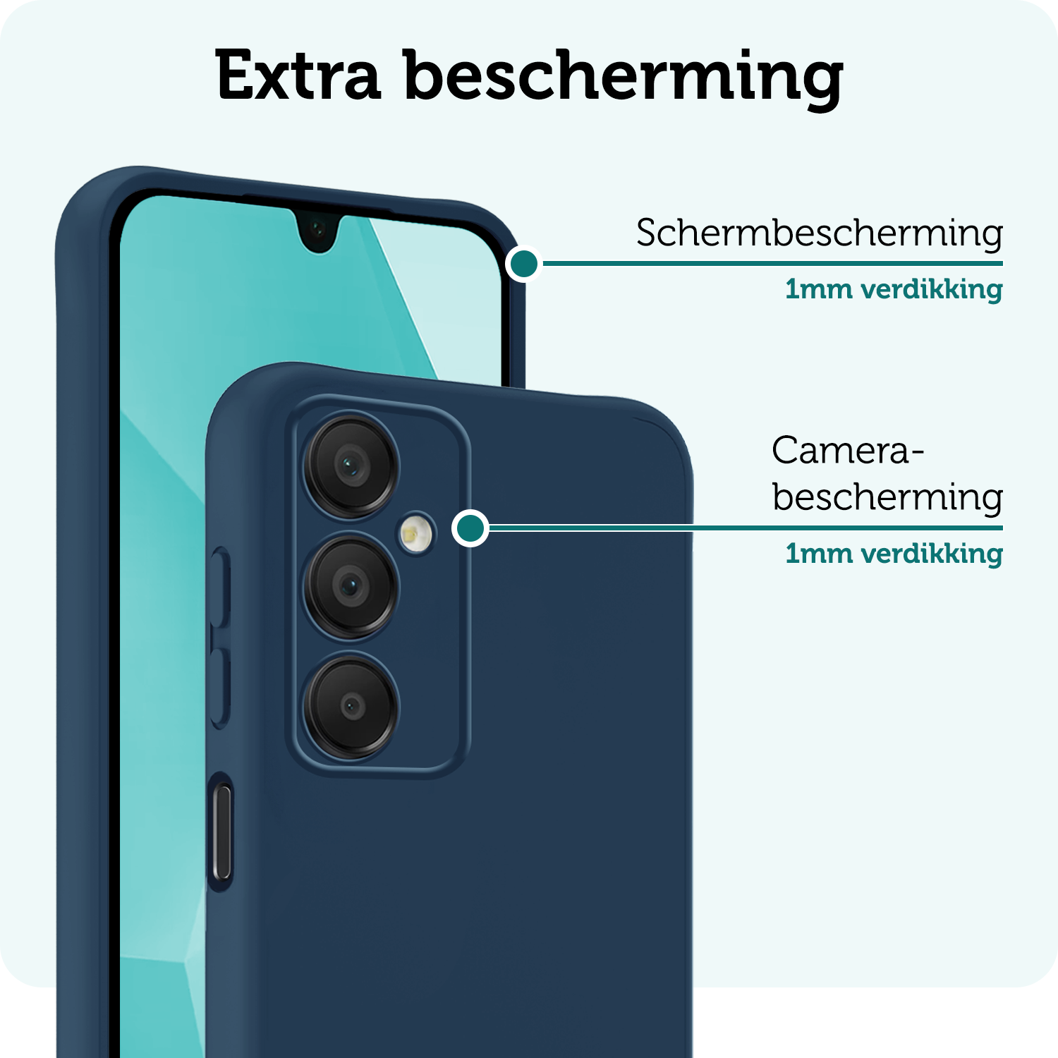 Forterra Hoesje Geschikt voor Samsung A16 Case Siliconen Hoes - Hoes Geschikt voor Samsung Galaxy A16 Hoesje Back Cover - Donkerblauw - 2 PACK