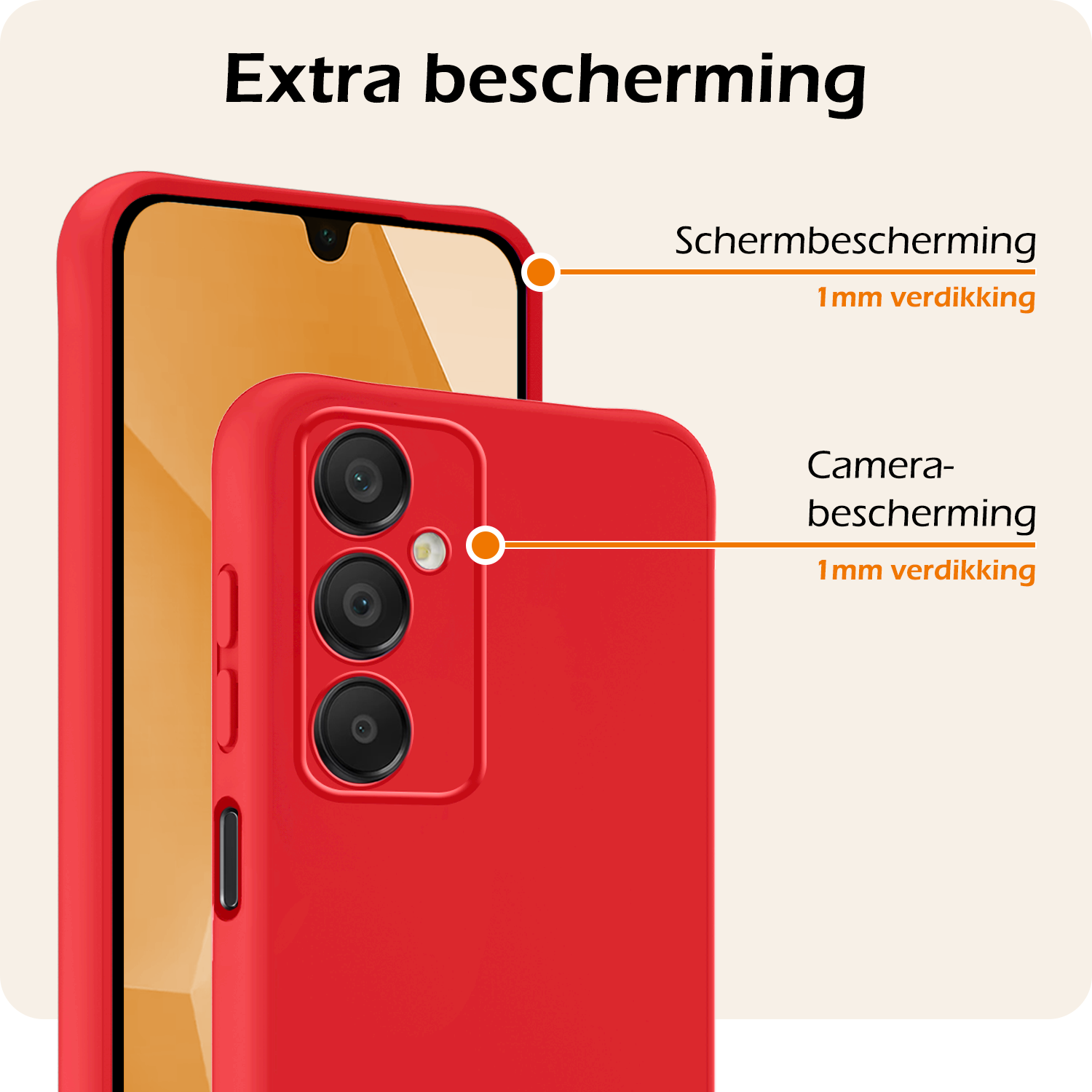 Nomfy Hoesje Geschikt voor Samsung A16 Hoesje Siliconen Cover Case - Hoes Geschikt voor Samsung Galaxy A16 Hoes Back Case - 2-PACK - Rood