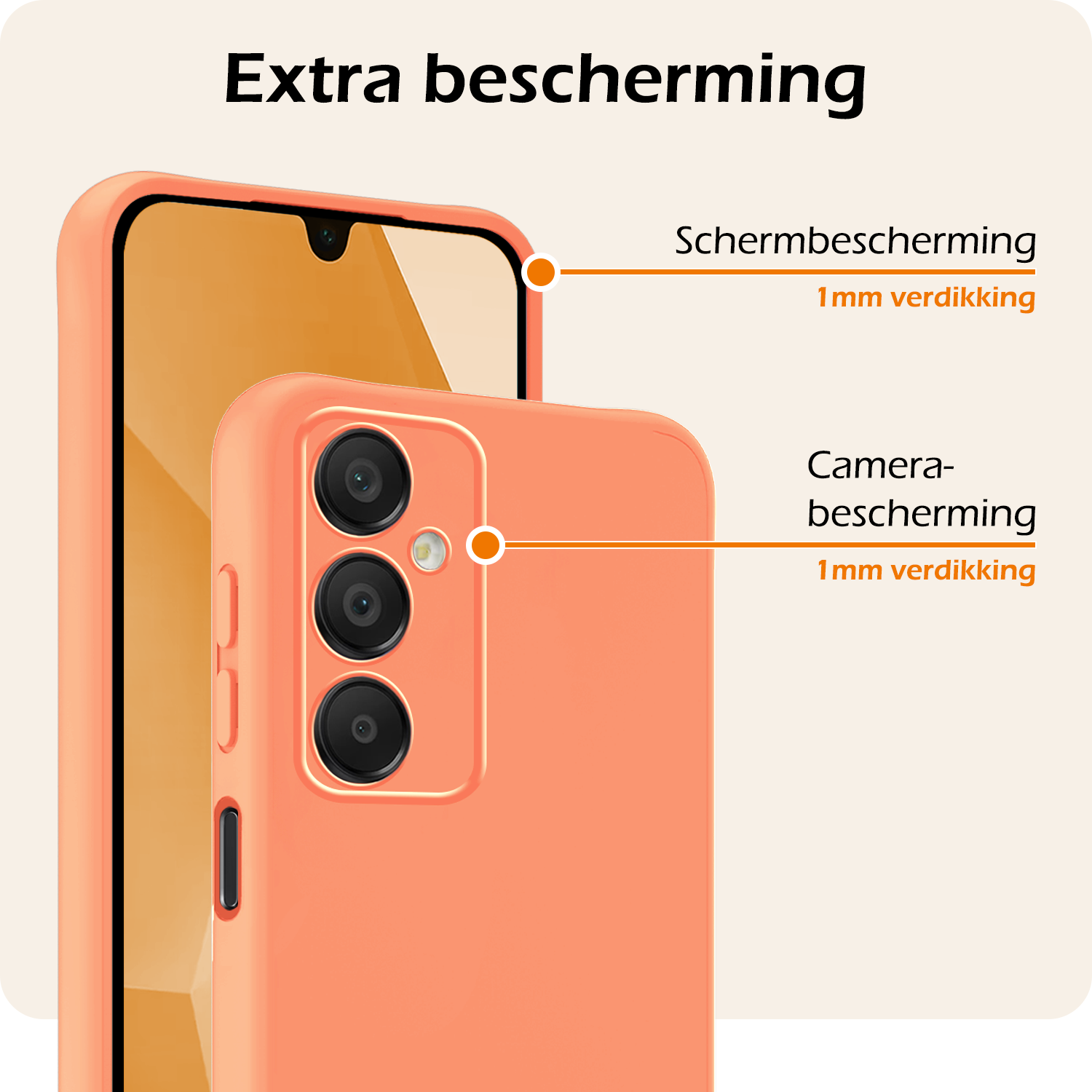 Nomfy Hoesje Geschikt voor Samsung A16 Hoesje Siliconen Cover Case - Hoes Geschikt voor Samsung Galaxy A16 Hoes Back Case - 2-PACK - Perzik