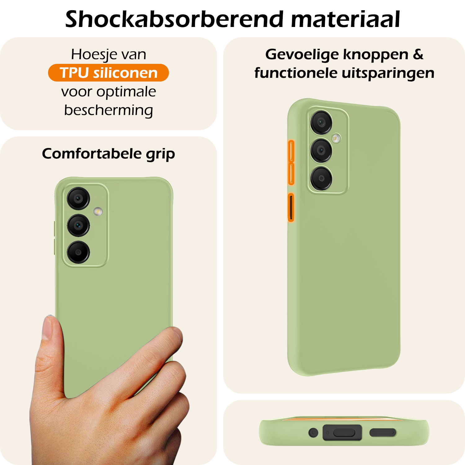 Nomfy Hoesje Geschikt voor Samsung A16 Hoesje Siliconen Cover Case - Hoes Geschikt voor Samsung Galaxy A16 Hoes Back Case - 2-PACK - Groen