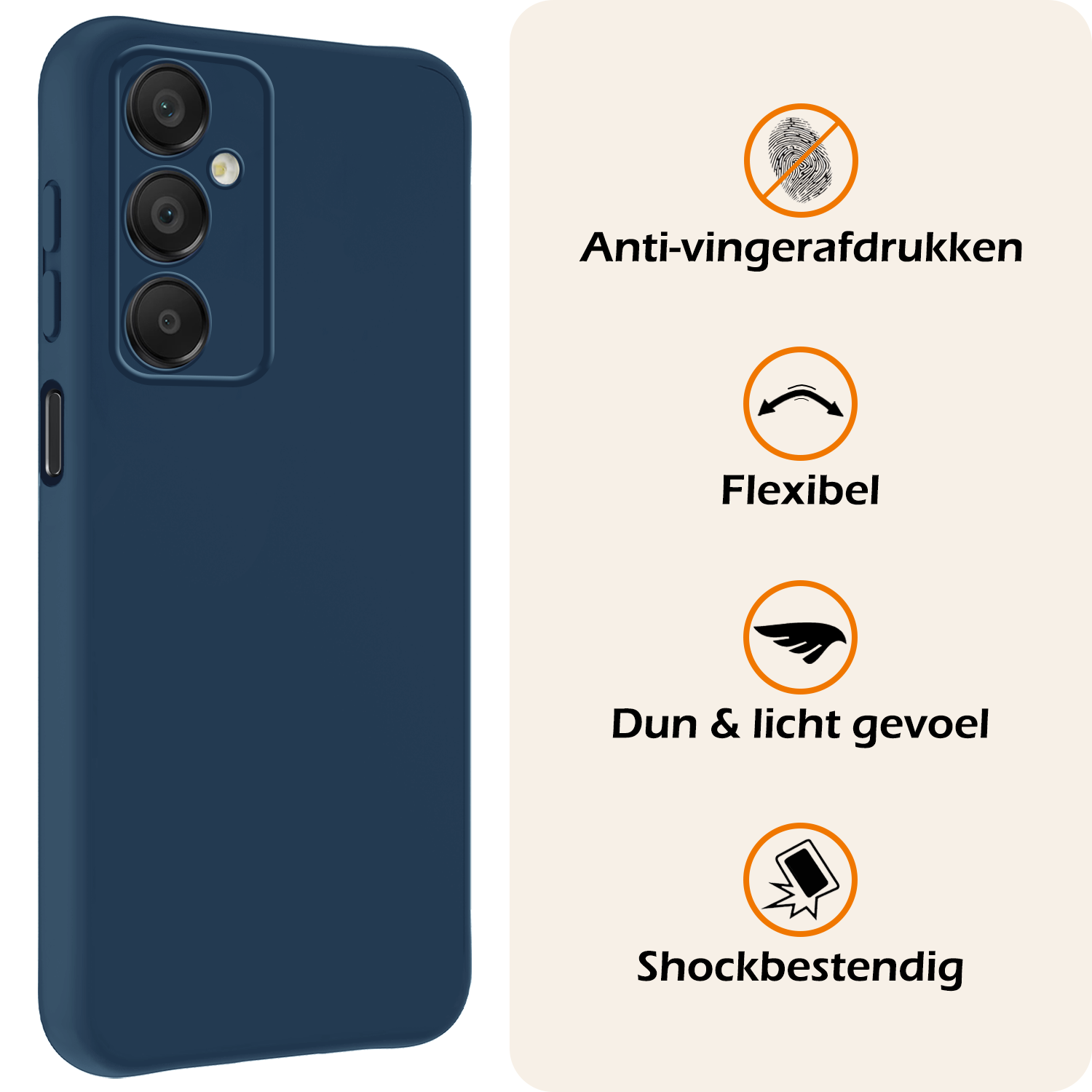 Nomfy Hoesje Geschikt voor Samsung A16 Hoesje Siliconen Cover Case - Hoes Geschikt voor Samsung Galaxy A16 Hoes Back Case - 2-PACK - Donkerblauw