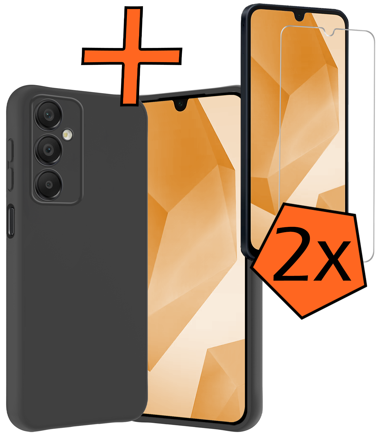 Nomfy Hoesje Geschikt voor Samsung A16 Hoesje Siliconen Cover Case Met 2x Screenprotector - Hoes Geschikt voor Samsung Galaxy A16 Hoes Back Case - Zwart