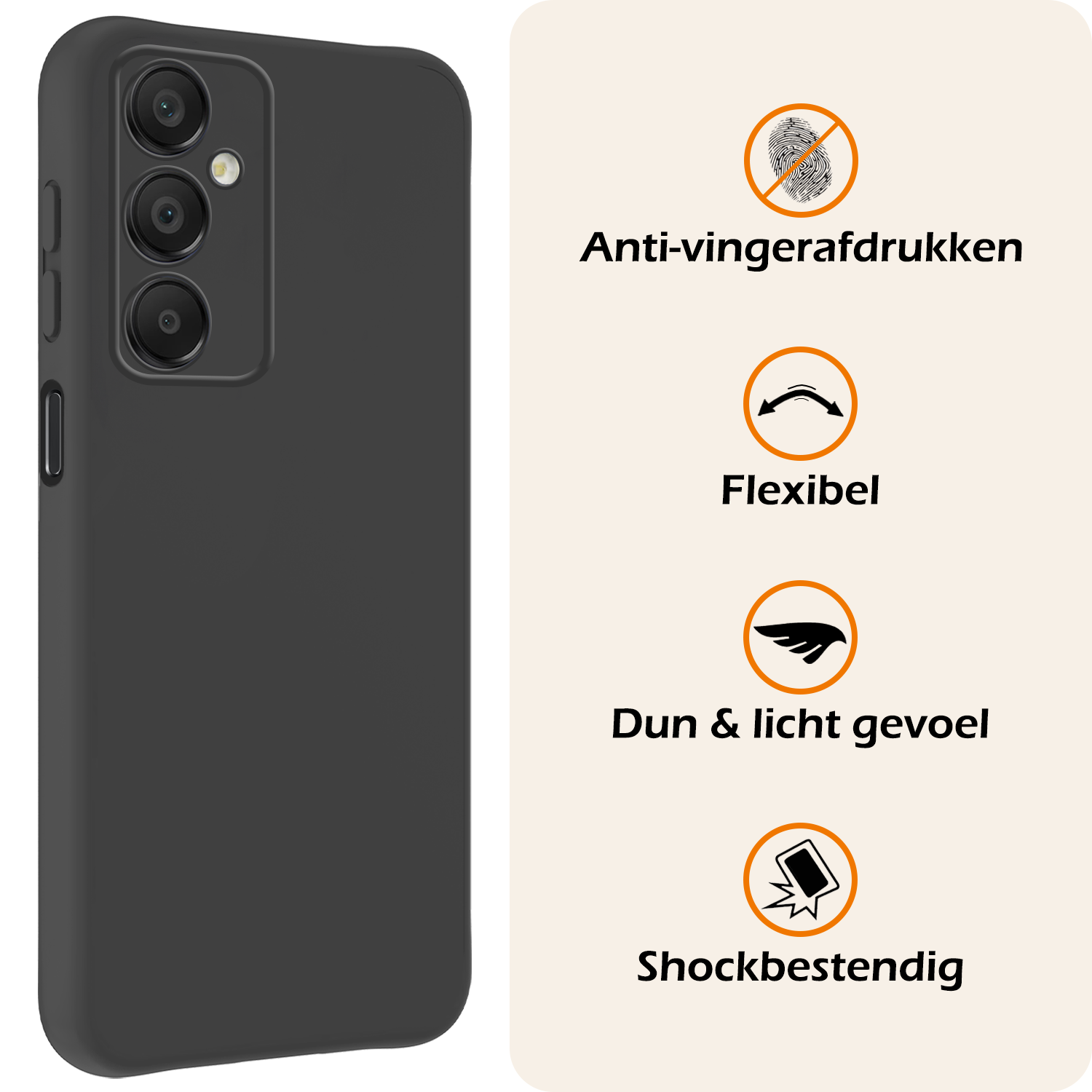 Nomfy Hoesje Geschikt voor Samsung A16 Hoesje Siliconen Cover Case Met 2x Screenprotector - Hoes Geschikt voor Samsung Galaxy A16 Hoes Back Case - Zwart