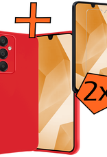 Nomfy Hoesje Geschikt voor Samsung A16 Hoesje Siliconen Cover Case Met 2x Screenprotector - Hoes Geschikt voor Samsung Galaxy A16 Hoes Back Case - Rood