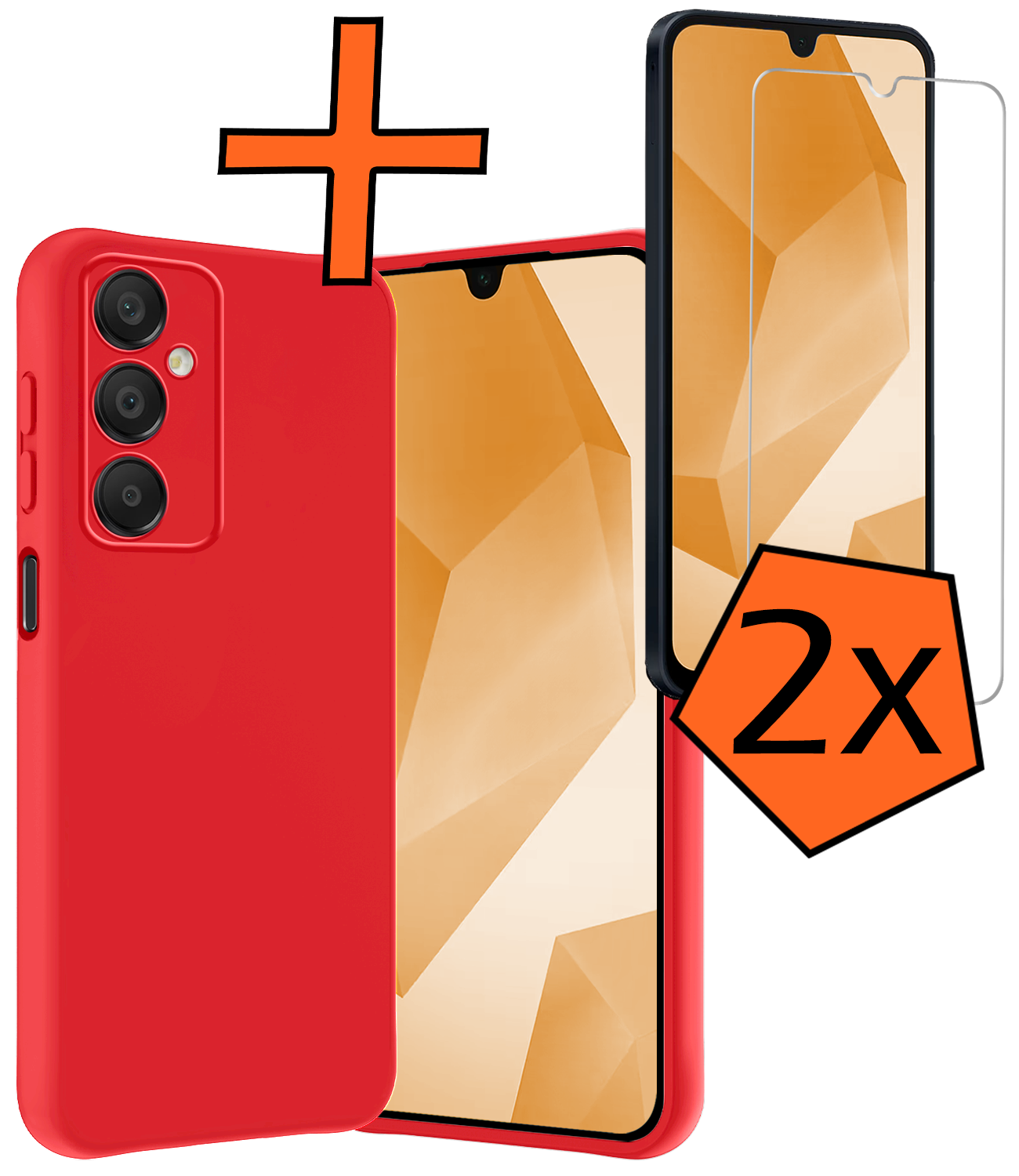 Nomfy Hoesje Geschikt voor Samsung A16 Hoesje Siliconen Cover Case Met 2x Screenprotector - Hoes Geschikt voor Samsung Galaxy A16 Hoes Back Case - Rood