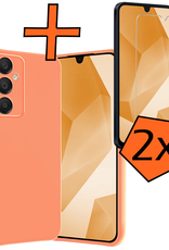 Nomfy Hoesje Geschikt voor Samsung A16 Hoesje Siliconen Cover Case Met 2x Screenprotector - Hoes Geschikt voor Samsung Galaxy A16 Hoes Back Case - Perzik