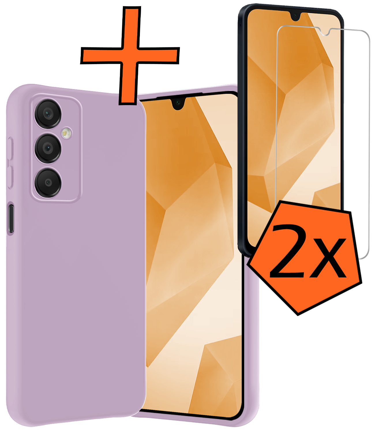 Nomfy Hoesje Geschikt voor Samsung A16 Hoesje Siliconen Cover Case Met 2x Screenprotector - Hoes Geschikt voor Samsung Galaxy A16 Hoes Back Case - Lila