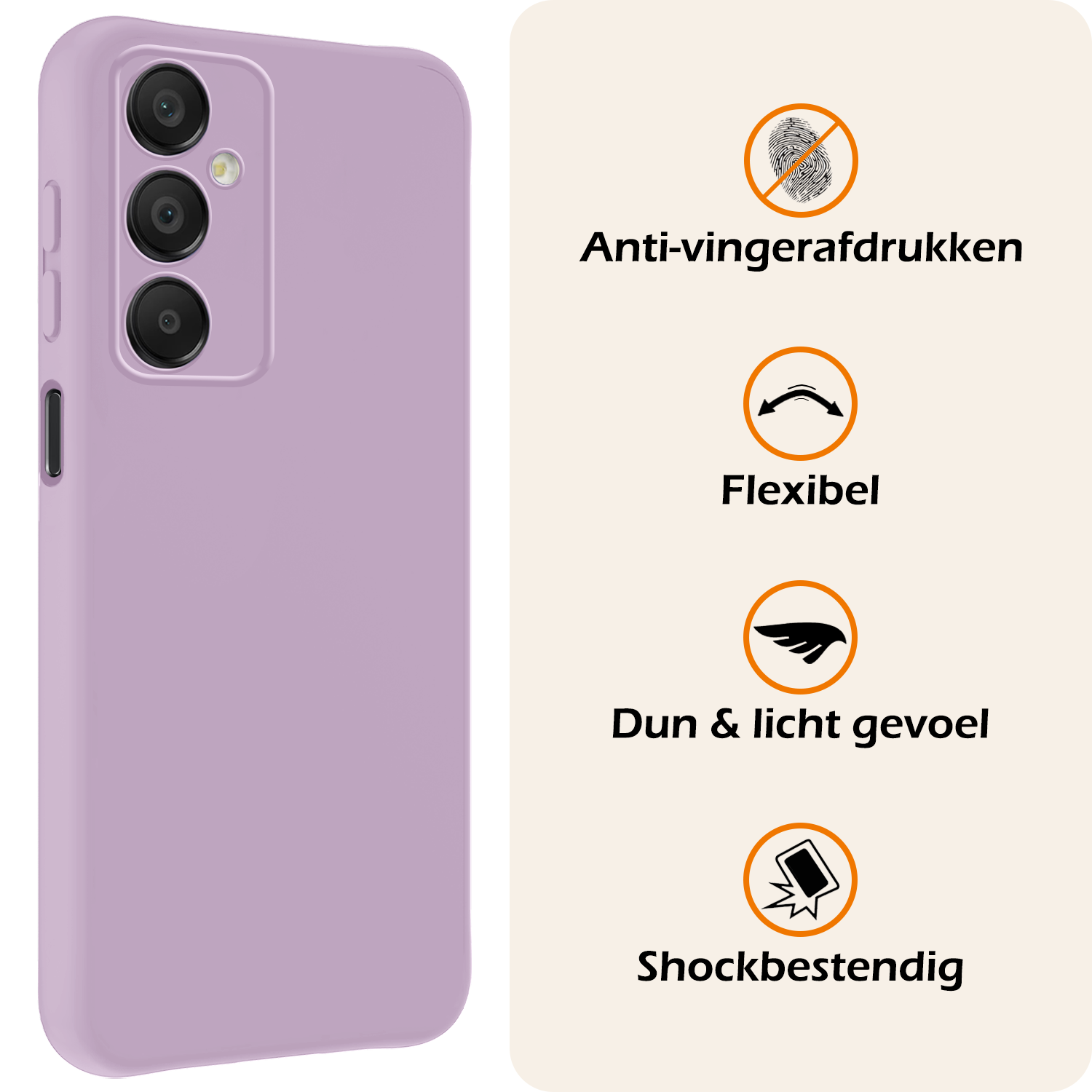Nomfy Hoesje Geschikt voor Samsung A16 Hoesje Siliconen Cover Case Met 2x Screenprotector - Hoes Geschikt voor Samsung Galaxy A16 Hoes Back Case - Lila