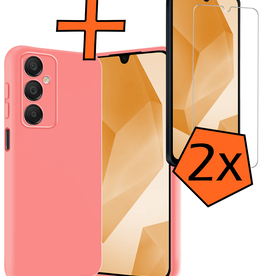 Nomfy Nomfy Samsung Galaxy A16 Hoesje Siliconen Met 2x Screenprotector - Lichtroze