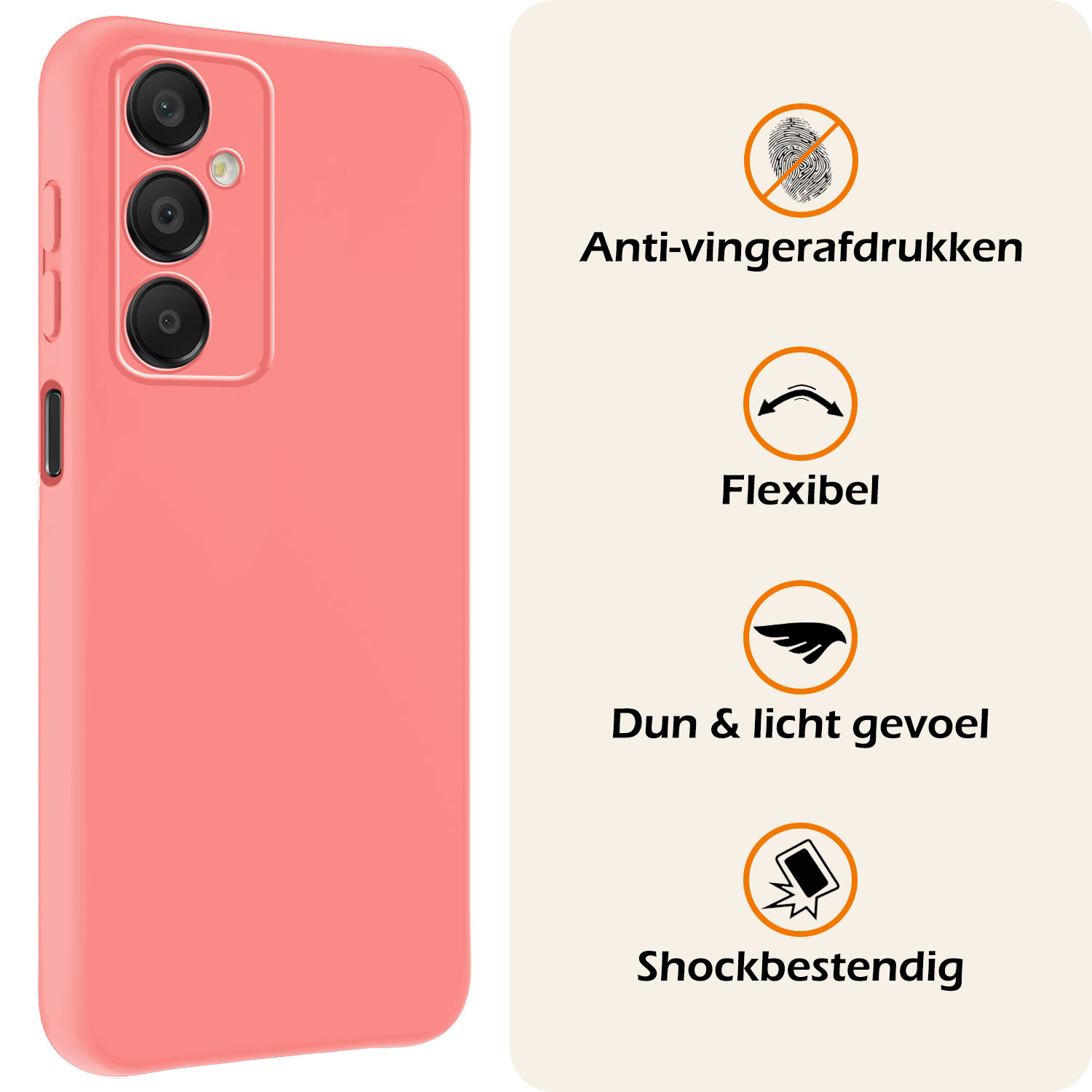 Nomfy Hoesje Geschikt voor Samsung A16 Hoesje Siliconen Cover Case Met 2x Screenprotector - Hoes Geschikt voor Samsung Galaxy A16 Hoes Back Case - Lichtroze