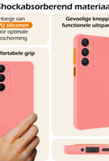 Nomfy Hoesje Geschikt voor Samsung A16 Hoesje Siliconen Cover Case Met 2x Screenprotector - Hoes Geschikt voor Samsung Galaxy A16 Hoes Back Case - Lichtroze