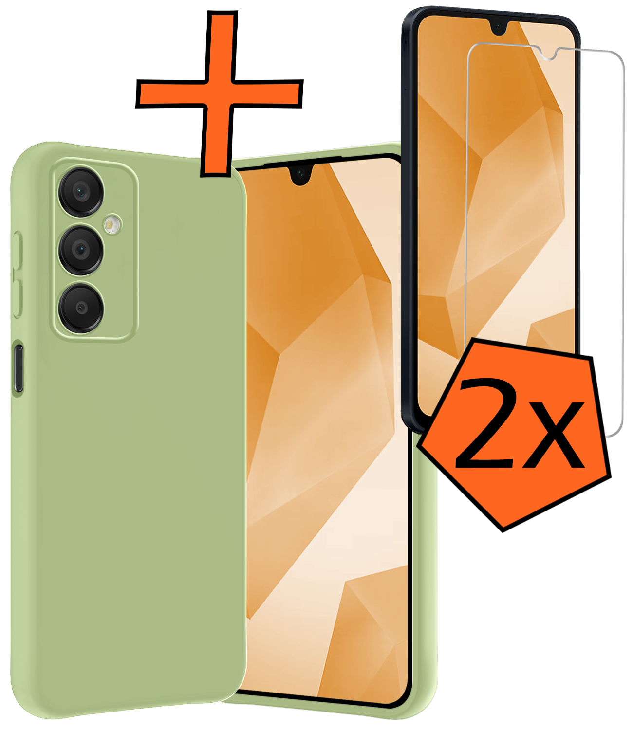 Nomfy Hoesje Geschikt voor Samsung A16 Hoesje Siliconen Cover Case Met 2x Screenprotector - Hoes Geschikt voor Samsung Galaxy A16 Hoes Back Case - Groen