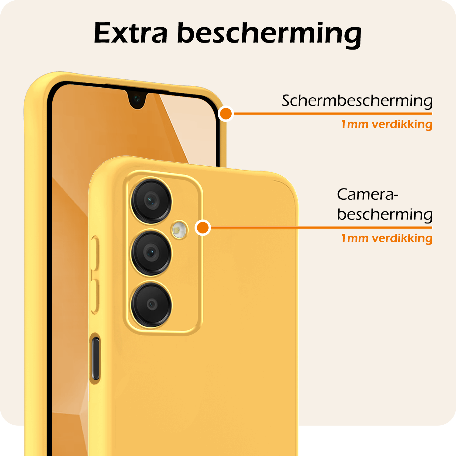 Nomfy Hoesje Geschikt voor Samsung A16 Hoesje Siliconen Cover Case Met 2x Screenprotector - Hoes Geschikt voor Samsung Galaxy A16 Hoes Back Case - Geel