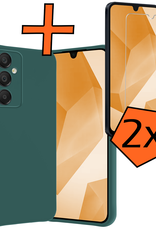 Nomfy Hoesje Geschikt voor Samsung A16 Hoesje Siliconen Cover Case Met 2x Screenprotector - Hoes Geschikt voor Samsung Galaxy A16 Hoes Back Case - Donkergroen