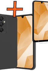 Nomfy Hoesje Geschikt voor Samsung A16 Hoesje Siliconen Cover Case Met Screenprotector - Hoes Geschikt voor Samsung Galaxy A16 Hoes Back Case - Zwart