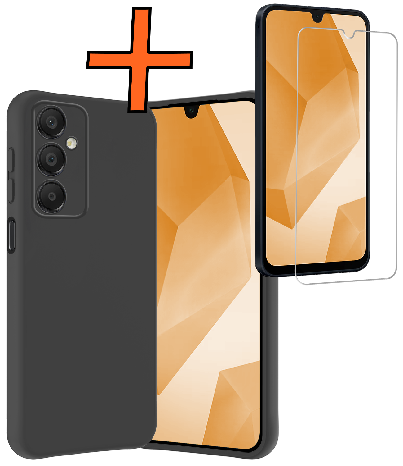 Nomfy Hoesje Geschikt voor Samsung A16 Hoesje Siliconen Cover Case Met Screenprotector - Hoes Geschikt voor Samsung Galaxy A16 Hoes Back Case - Zwart