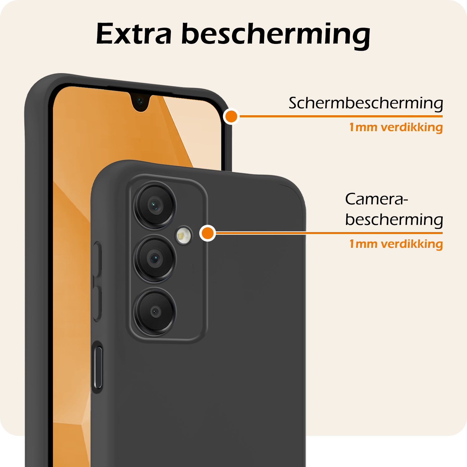 Nomfy Hoesje Geschikt voor Samsung A16 Hoesje Siliconen Cover Case Met Screenprotector - Hoes Geschikt voor Samsung Galaxy A16 Hoes Back Case - Zwart