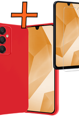 Nomfy Hoesje Geschikt voor Samsung A16 Hoesje Siliconen Cover Case Met Screenprotector - Hoes Geschikt voor Samsung Galaxy A16 Hoes Back Case - Rood