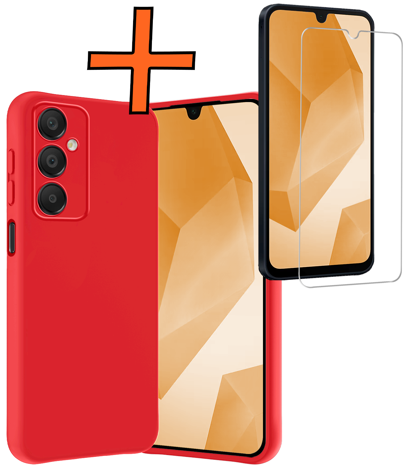 Nomfy Hoesje Geschikt voor Samsung A16 Hoesje Siliconen Cover Case Met Screenprotector - Hoes Geschikt voor Samsung Galaxy A16 Hoes Back Case - Rood