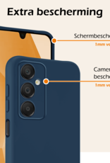 Nomfy Hoesje Geschikt voor Samsung A16 Hoesje Siliconen Cover Case Met 2x Screenprotector - Hoes Geschikt voor Samsung Galaxy A16 Hoes Back Case - Donkerblauw