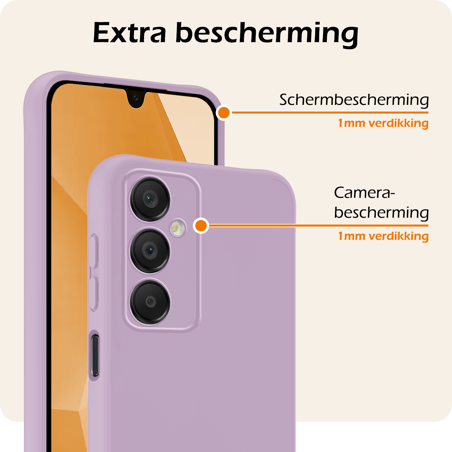 Nomfy Hoesje Geschikt voor Samsung A16 Hoesje Siliconen Cover Case Met Screenprotector - Hoes Geschikt voor Samsung Galaxy A16 Hoes Back Case - Lila