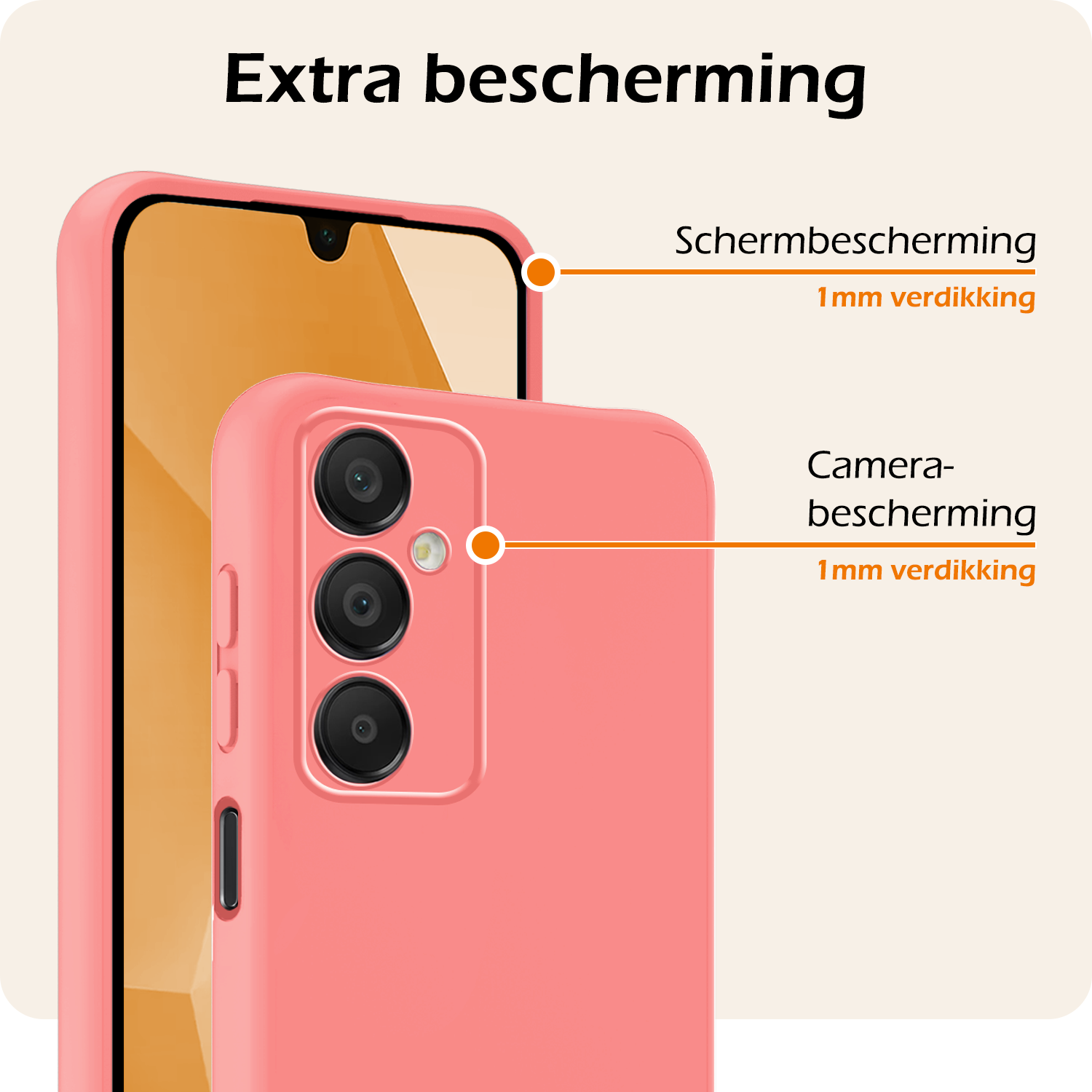 Nomfy Hoesje Geschikt voor Samsung A16 Hoesje Siliconen Cover Case Met Screenprotector - Hoes Geschikt voor Samsung Galaxy A16 Hoes Back Case - Lichtroze