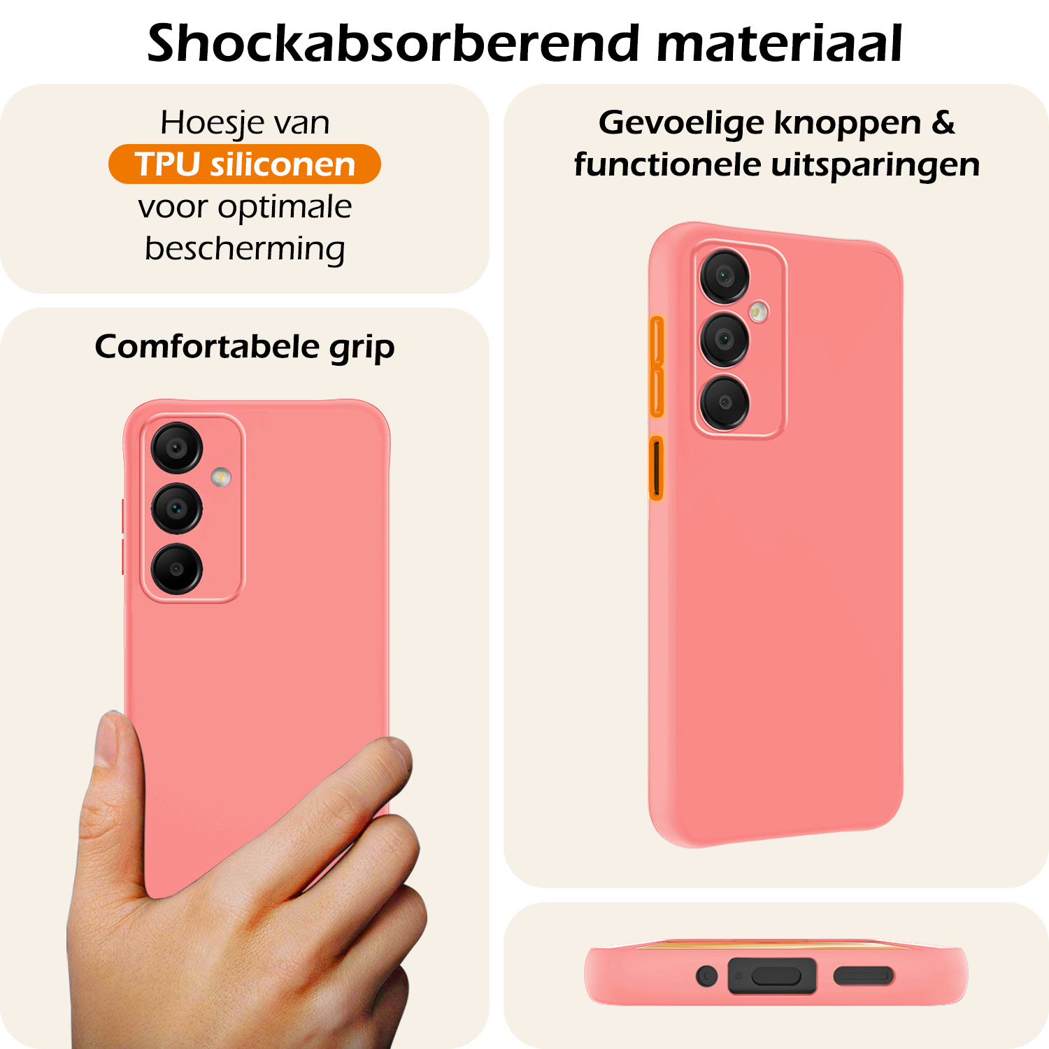 Nomfy Hoesje Geschikt voor Samsung A16 Hoesje Siliconen Cover Case Met Screenprotector - Hoes Geschikt voor Samsung Galaxy A16 Hoes Back Case - Lichtroze