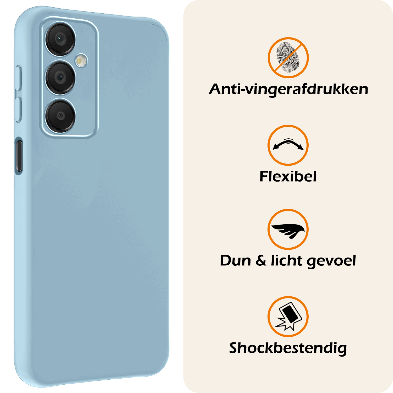 Nomfy Hoesje Geschikt voor Samsung A16 Hoesje Siliconen Cover Case Met Screenprotector - Hoes Geschikt voor Samsung Galaxy A16 Hoes Back Case - Lichtblauw