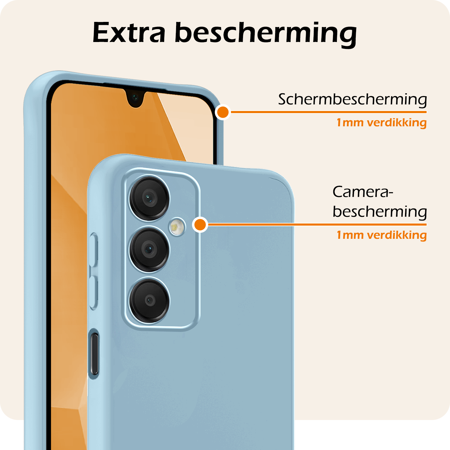 Nomfy Hoesje Geschikt voor Samsung A16 Hoesje Siliconen Cover Case Met Screenprotector - Hoes Geschikt voor Samsung Galaxy A16 Hoes Back Case - Lichtblauw