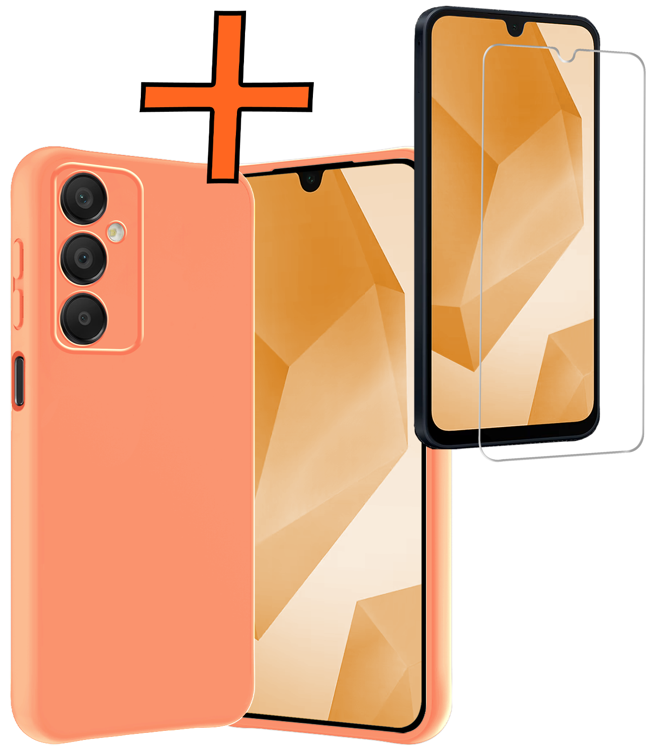 Nomfy Hoesje Geschikt voor Samsung A16 Hoesje Siliconen Cover Case Met Screenprotector - Hoes Geschikt voor Samsung Galaxy A16 Hoes Back Case - Perzik