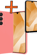 Nomfy Hoesje Geschikt voor Samsung A16 Hoesje Siliconen Cover Case Met Screenprotector - Hoes Geschikt voor Samsung Galaxy A16 Hoes Back Case - Lichtroze