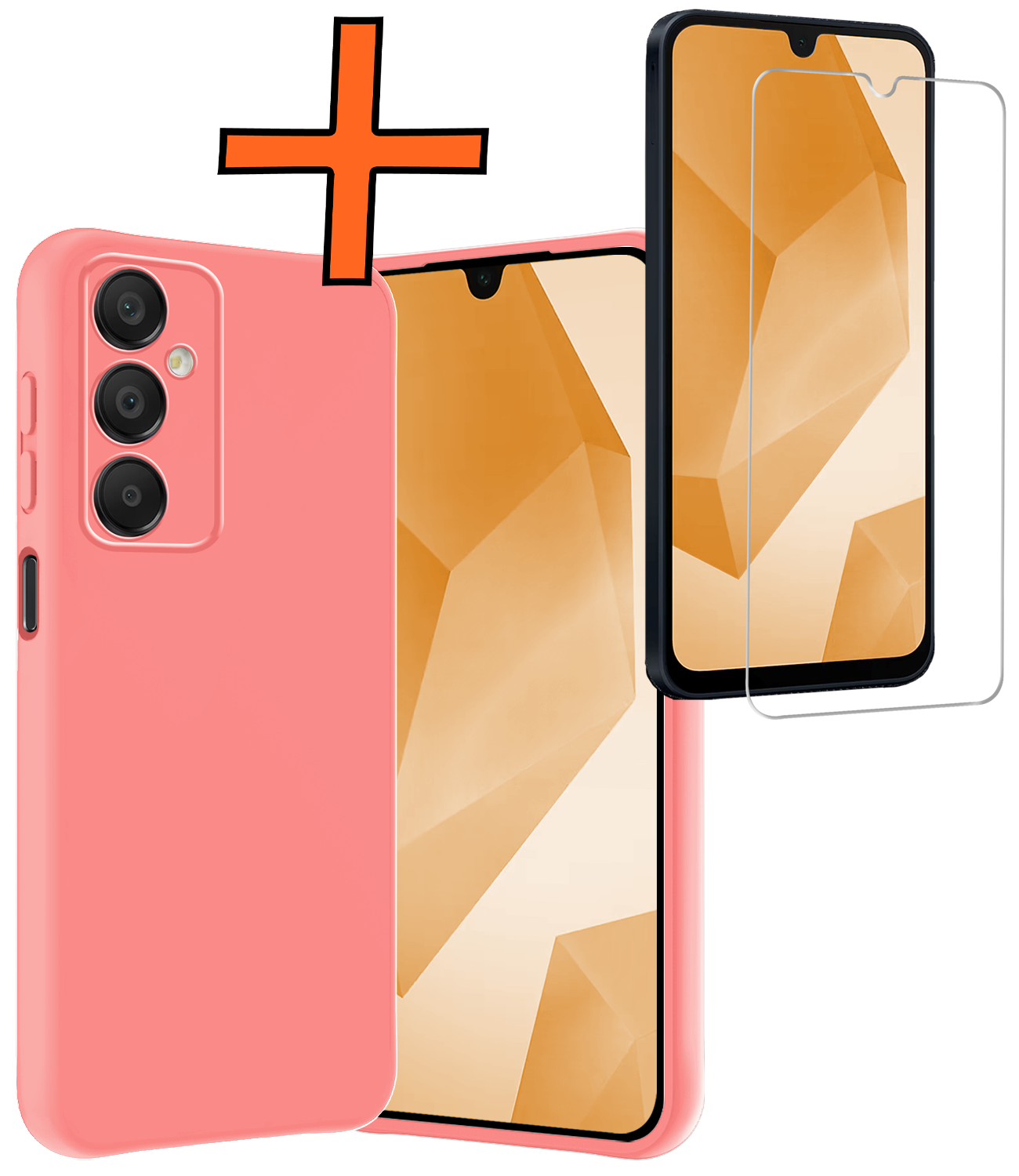 Nomfy Hoesje Geschikt voor Samsung A16 Hoesje Siliconen Cover Case Met Screenprotector - Hoes Geschikt voor Samsung Galaxy A16 Hoes Back Case - Lichtroze