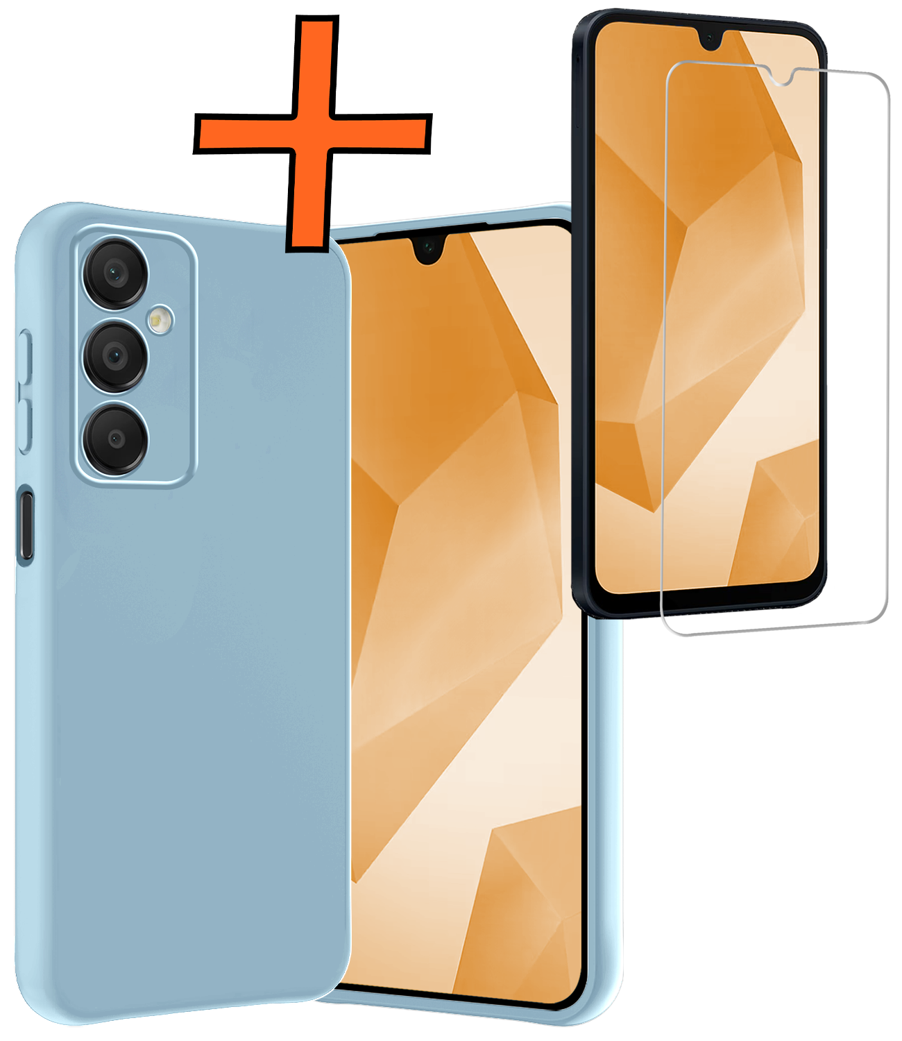 Nomfy Hoesje Geschikt voor Samsung A16 Hoesje Siliconen Cover Case Met Screenprotector - Hoes Geschikt voor Samsung Galaxy A16 Hoes Back Case - Lichtblauw