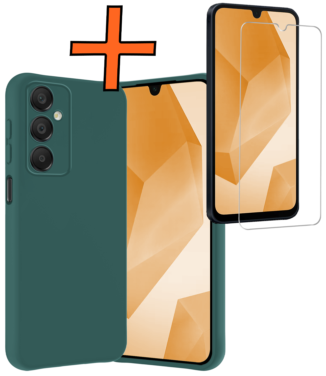 Nomfy Hoesje Geschikt voor Samsung A16 Hoesje Siliconen Cover Case Met Screenprotector - Hoes Geschikt voor Samsung Galaxy A16 Hoes Back Case - Donkergroen