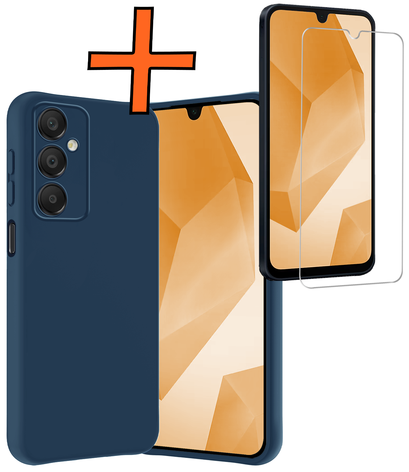 Nomfy Hoesje Geschikt voor Samsung A16 Hoesje Siliconen Cover Case Met Screenprotector - Hoes Geschikt voor Samsung Galaxy A16 Hoes Back Case - Donkerblauw