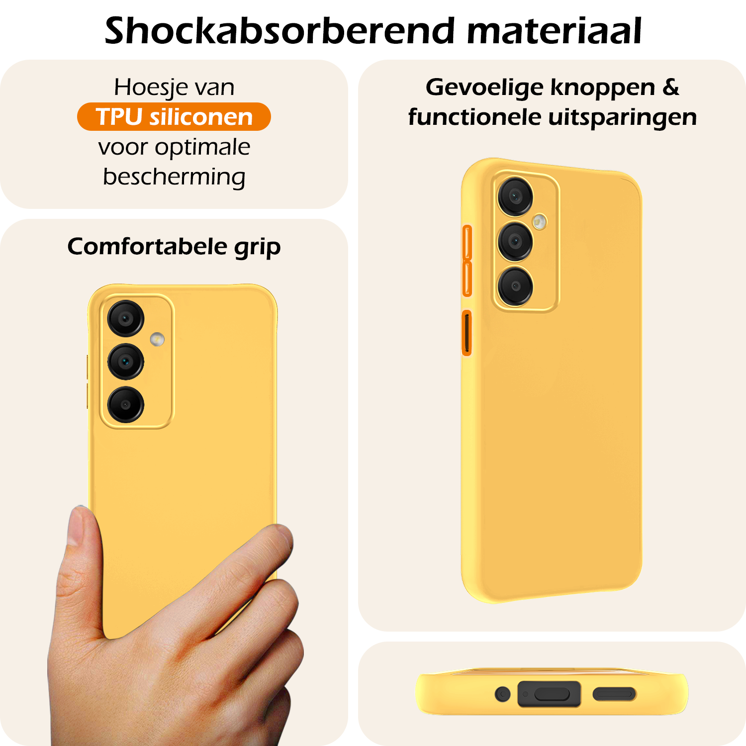 Nomfy Hoesje Geschikt voor Samsung A16 Hoesje Siliconen Cover Case - Hoes Geschikt voor Samsung Galaxy A16 Hoes Back Case - Geel