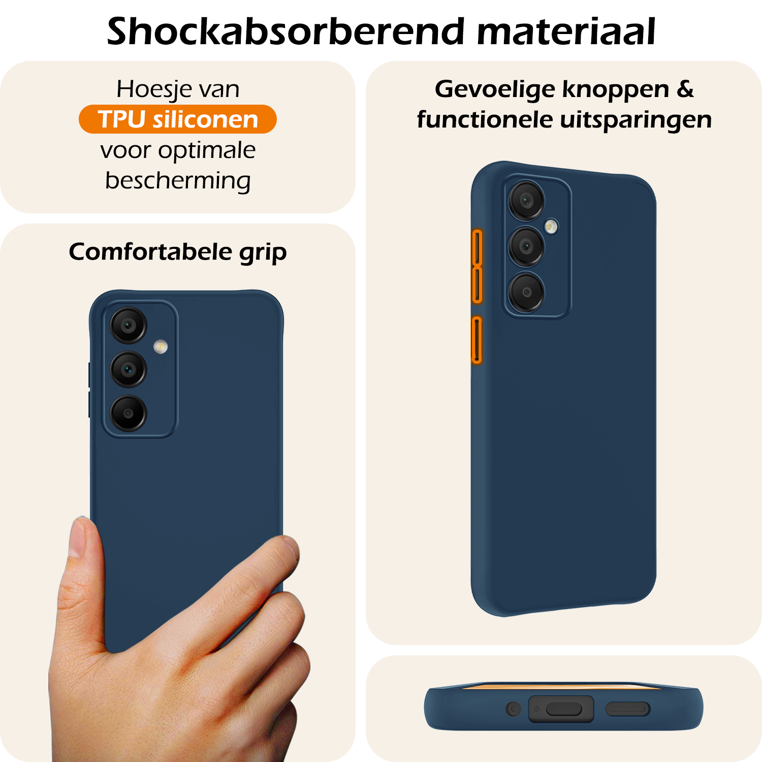 Nomfy Hoesje Geschikt voor Samsung A16 Hoesje Siliconen Cover Case - Hoes Geschikt voor Samsung Galaxy A16 Hoes Back Case - Donkerblauw